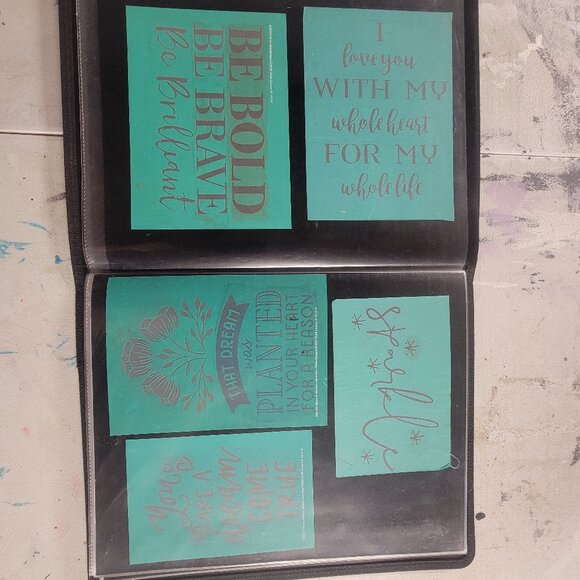 Bundle 6 ~ Reusable Silk Screen Stencils ~ 10 x 13 Binder ~Miscellaneous - Picture 1 of 16